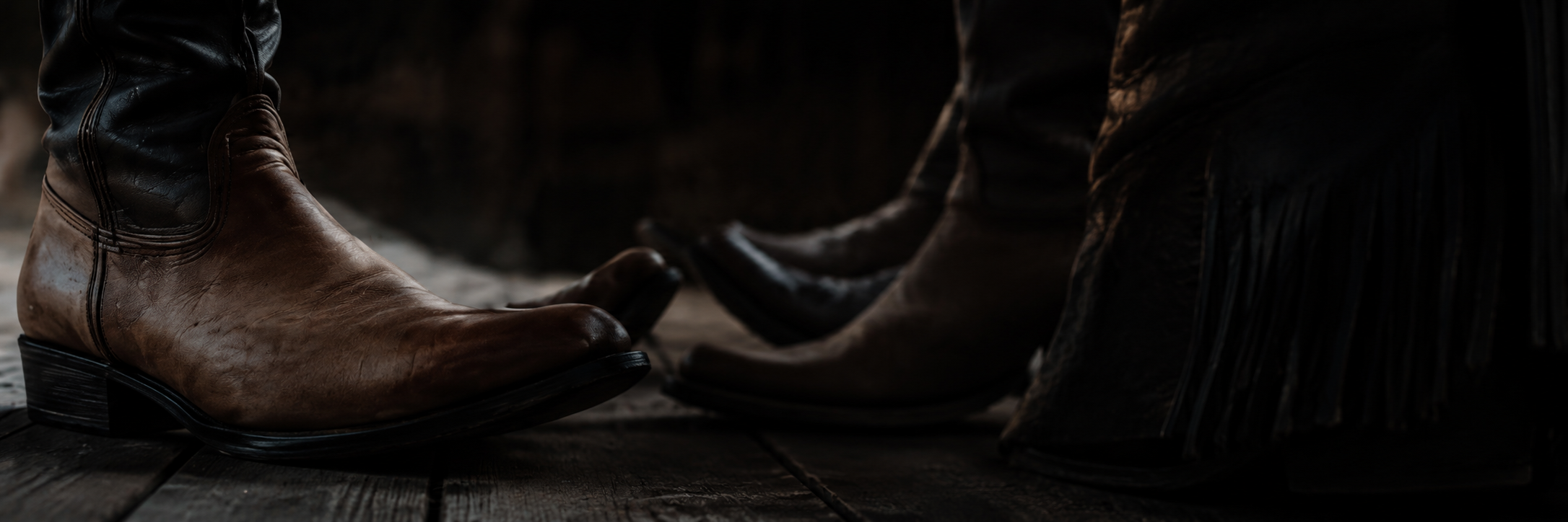 Cowboy boots on a wooden dance floor